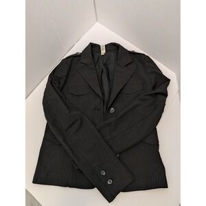 VTG Old Navy Women's S Black Pinstripe Military Blazer Y2K Office Siren Grunge